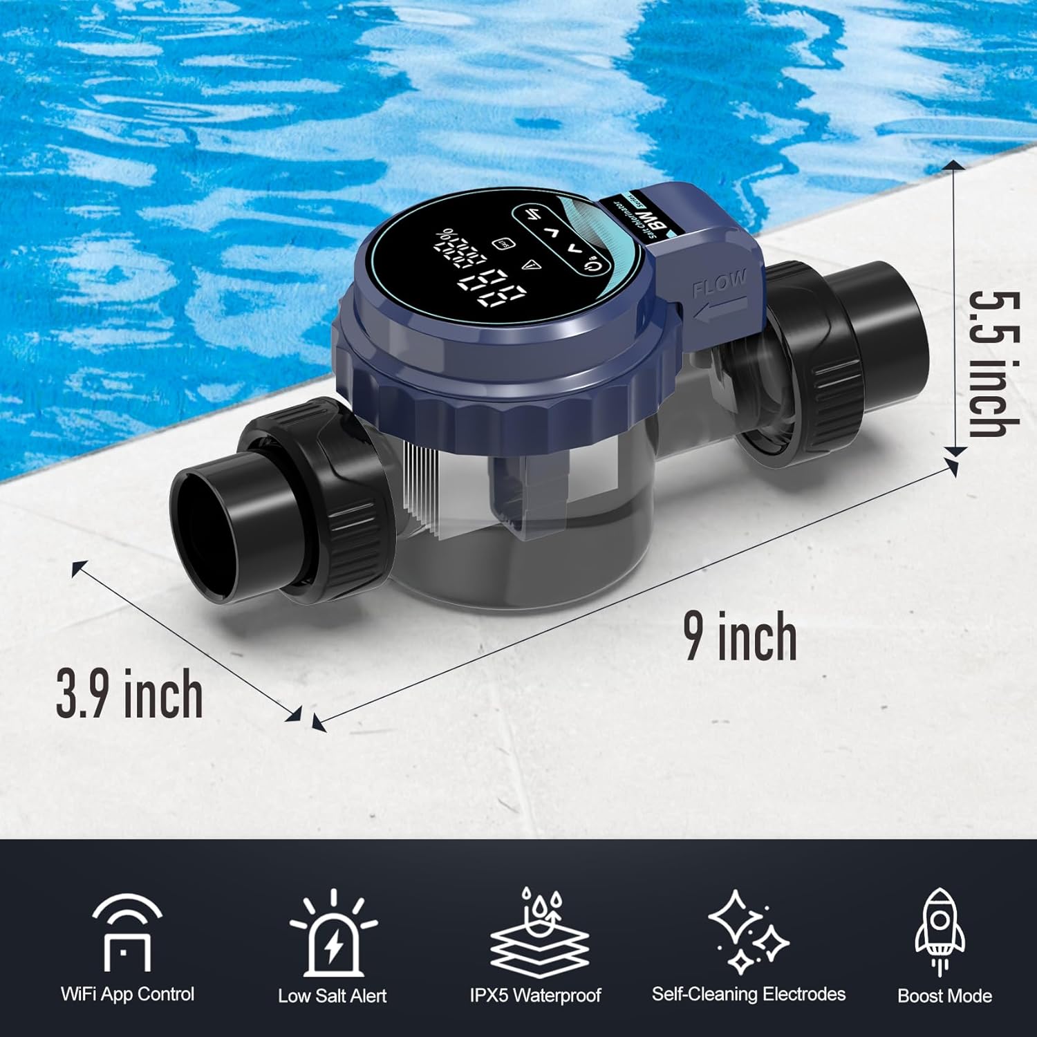 Salt Chlorine Generator for Pools up to 26,500 Gallons, Smart Salt Water Pool Chlorinator System with App Remote Control and Self-Cleaning, One-Touch Operation & Low Maintenance - 2
