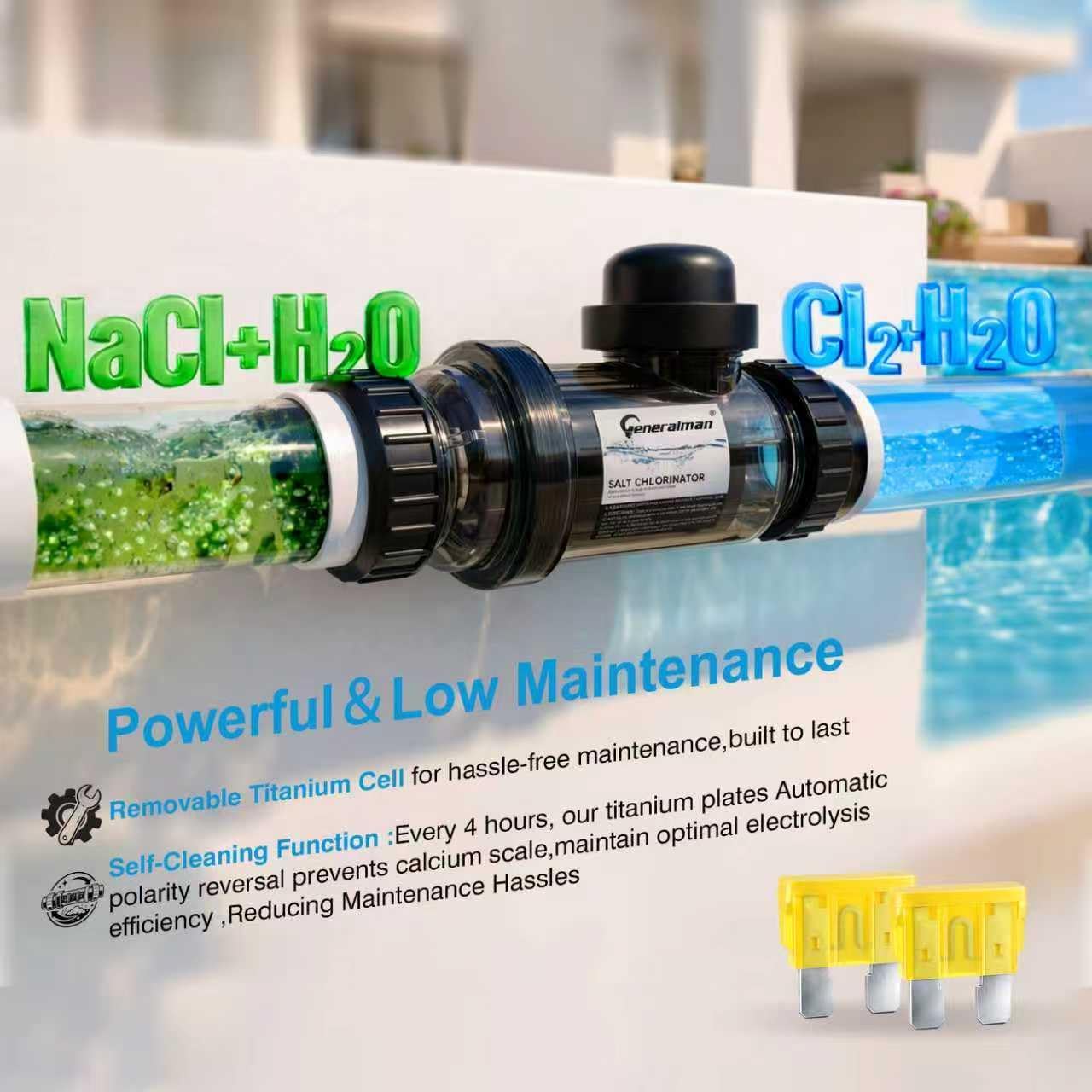 Salt Water Pool Chlorinator System – Smart Saltwater Chlorine Generator with Titanium Cell, FCC & ETL Certified, Wi-Fi & App Control, Digital Panel, Self-Cleaning, for Pools - 3