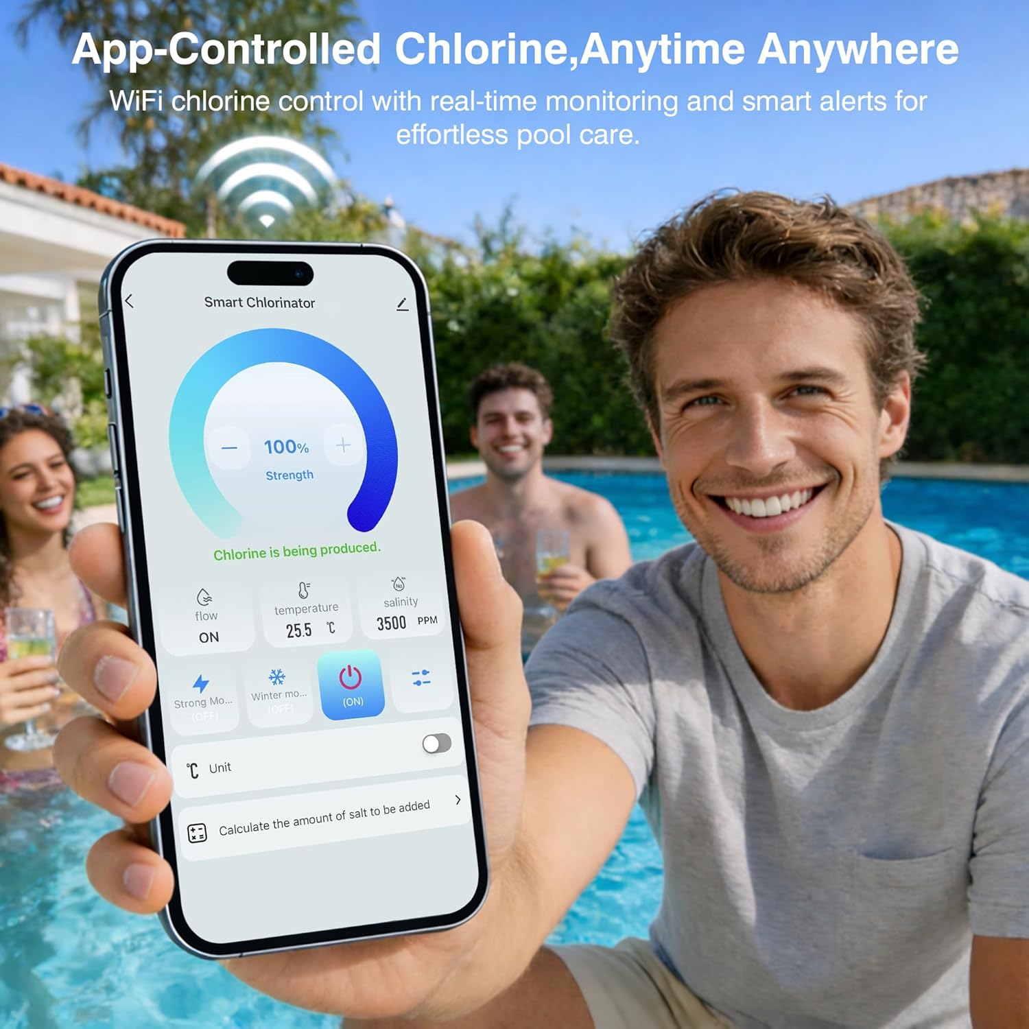 Salt Water Pool Chlorinator System – Smart Saltwater Chlorine Generator with Titanium Cell, FCC & ETL Certified, Wi-Fi & App Control, Digital Panel, Self-Cleaning, for Pools - 5