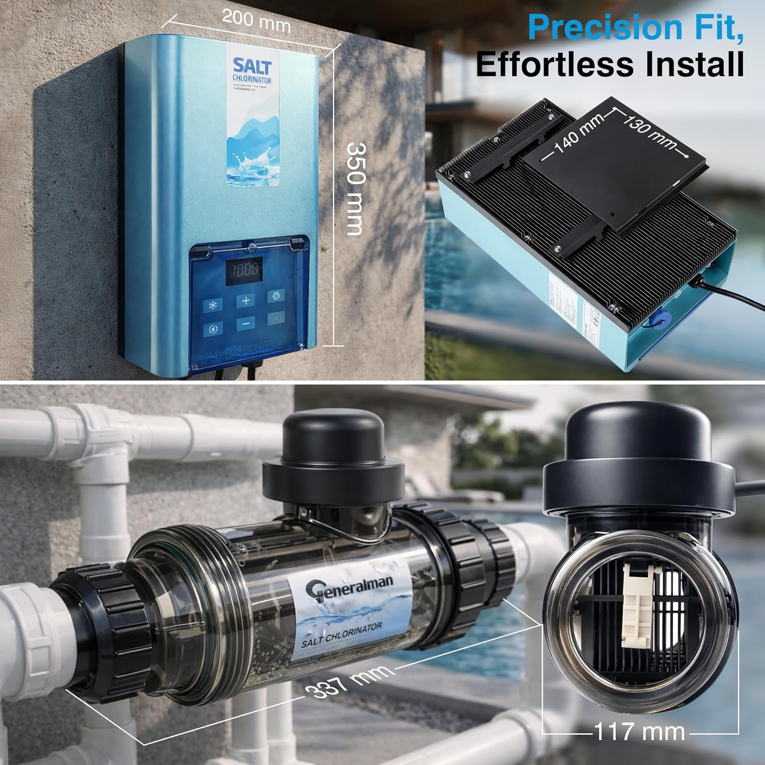 Salt Water Pool Chlorinator System – Smart Saltwater Chlorine Generator with Titanium Cell, FCC & ETL Certified, Wi-Fi & App Control, Digital Panel, Self-Cleaning, for Pools - 6