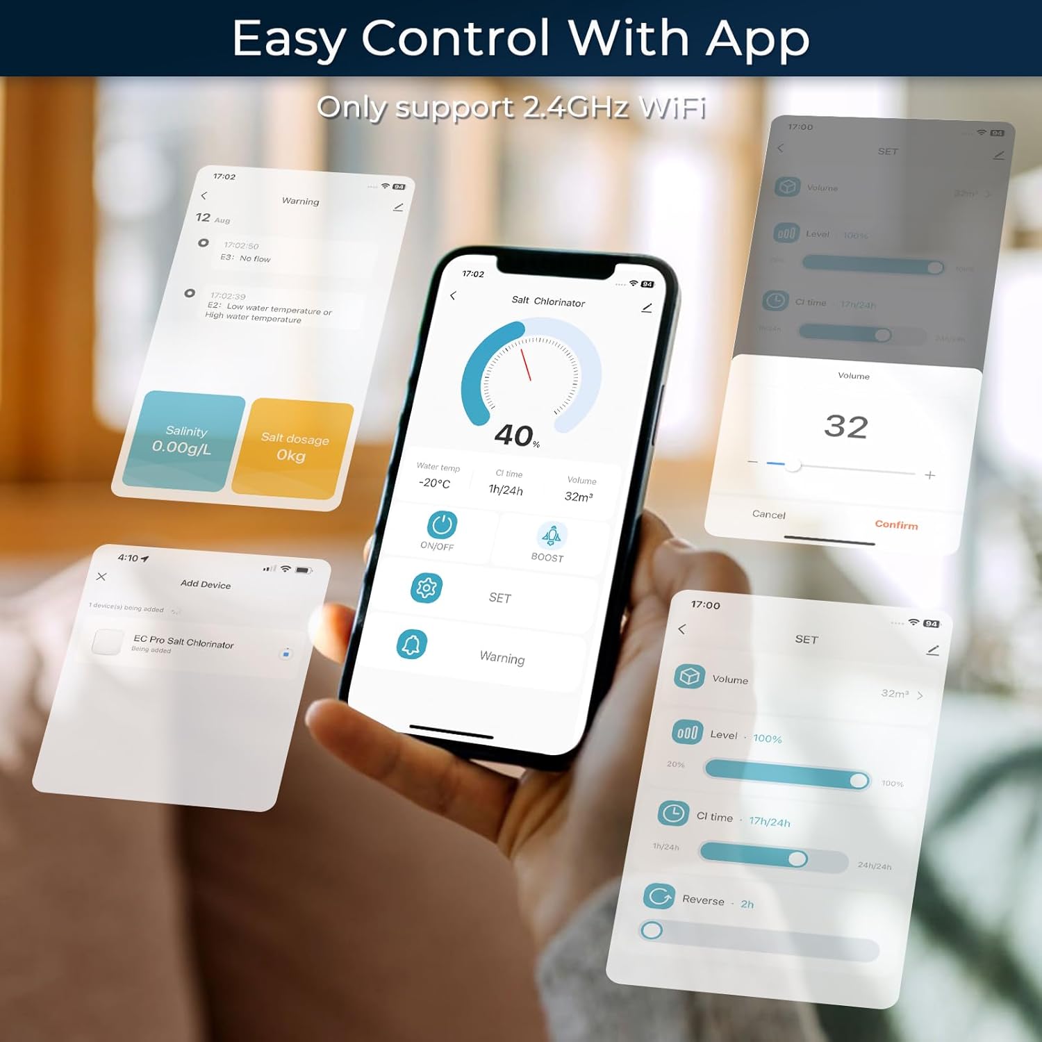 Smart Saltwater System with Two Year Warranty-App Remote Control & Titanium Plate Self-Cleaning WiFi Salt Chlorine Generator for Pools up to 13,000 Gallons, Black and White - Image 5