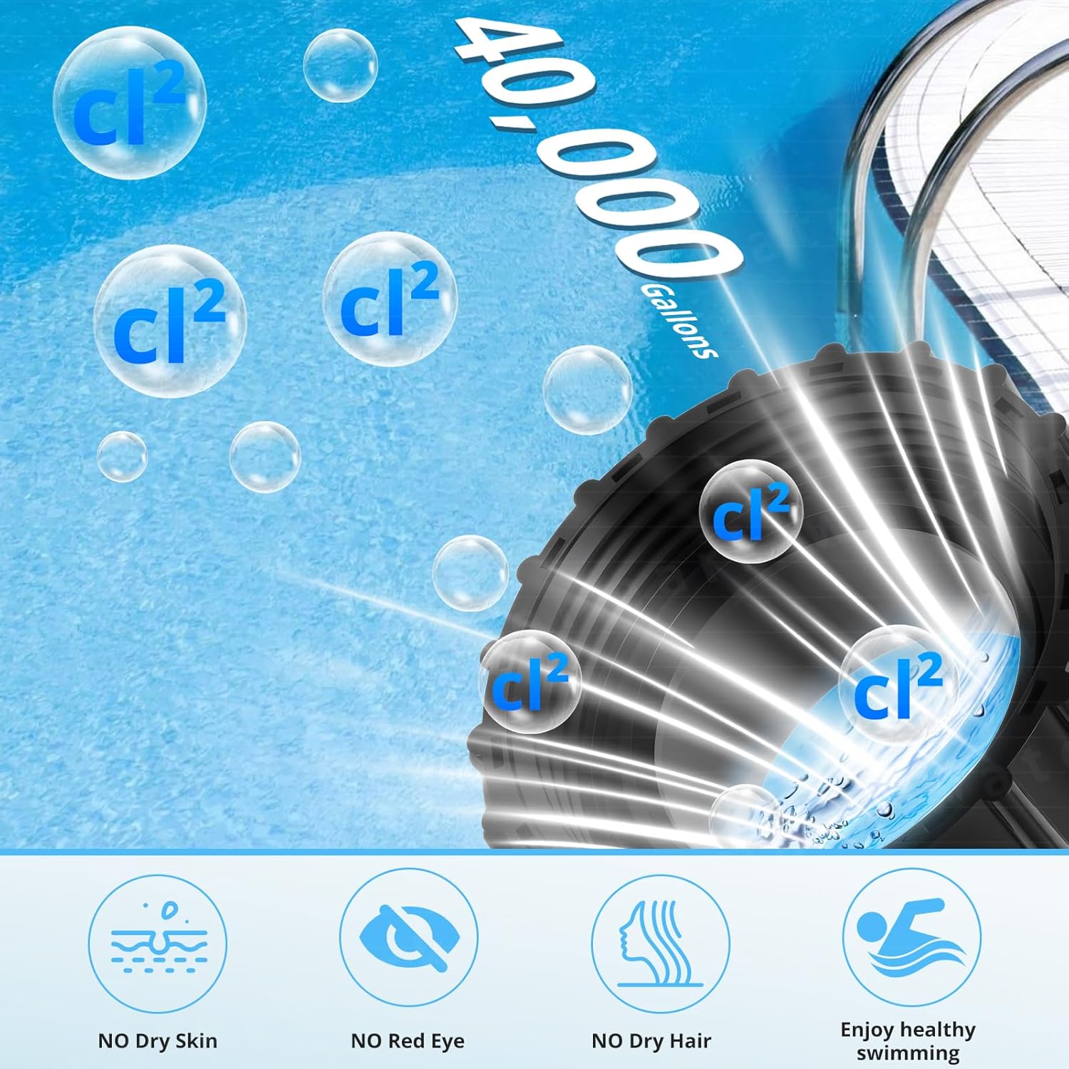 Salt Chlorine Generator for 40,000-Gallon Inground, Salt Cell for Pool, Self-Cleaning Chlorinator with Titanium Plates, Salt Water Pool Chlorinator System - Image 6