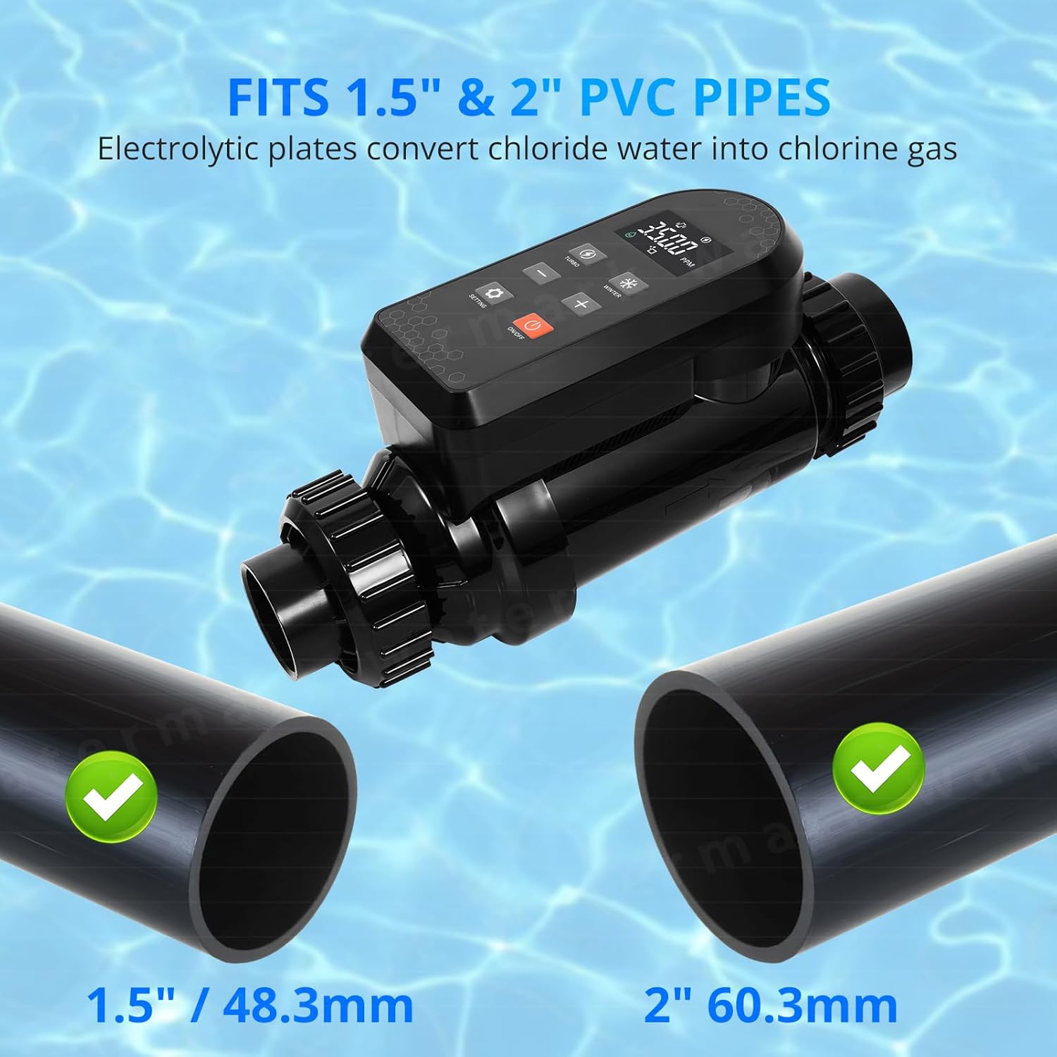 Salt Chlorine Generator for 40,000-Gallon Inground, Salt Cell for Pool, Self-Cleaning Chlorinator with Titanium Plates, Salt Water Pool Chlorinator System - Image 4