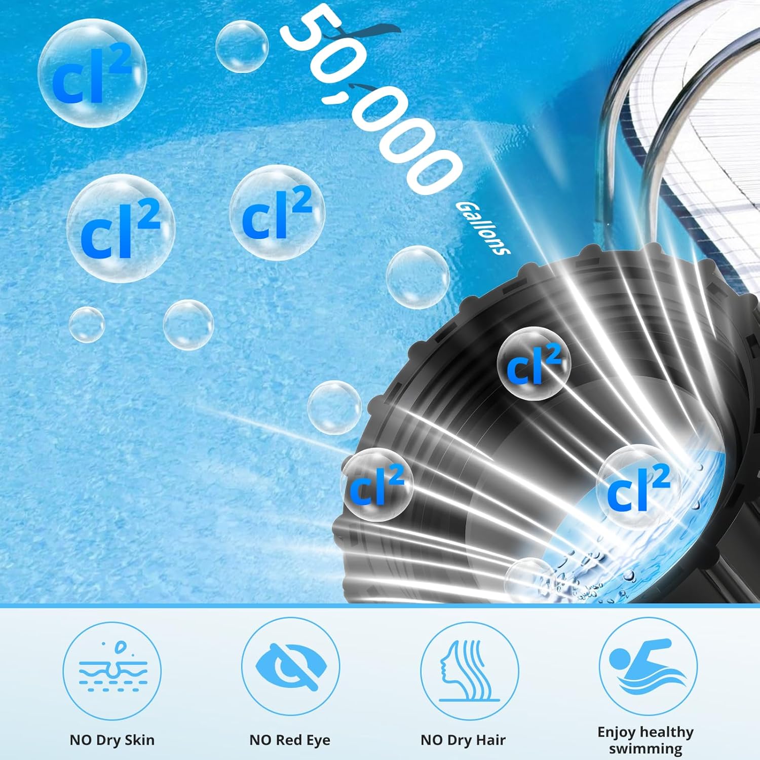 Salt Chlorine Generator for 50,000-Gallon Inground, Salt Cell for Pool, Self-Cleaning Chlorinator with Titanium Plates, Salt Water Pool Chlorinator System - Image 6