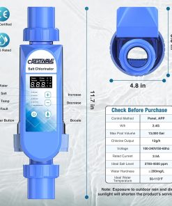 Alternative view of Salt Chlorine Generator for Above Ground Pools up to 13,000 Gallons, IP65 Saltwater Chlorinator System with App Control, Self-Cleaning Titanium Cell, Salt Water Pool Conversion Kit, 1.5" Adapter