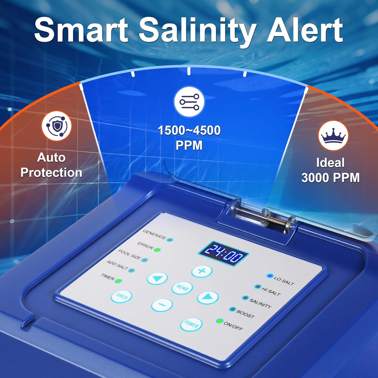 Saltwater Pool Chlorinator System for Above Ground Pool up to 20,000 Gallons,GFCI Salt Chlorine Generator with Smart Salinity Alert, 1-Year Warranty - Image 7