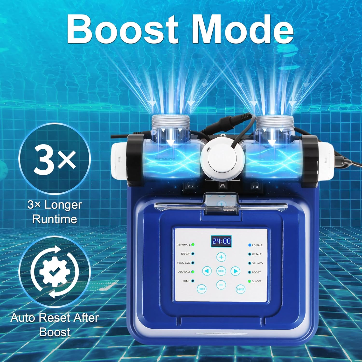 Saltwater Pool Chlorinator System for Above Ground Pool up to 20,000 Gallons,GFCI Salt Chlorine Generator with Smart Salinity Alert, 1-Year Warranty - Image 6