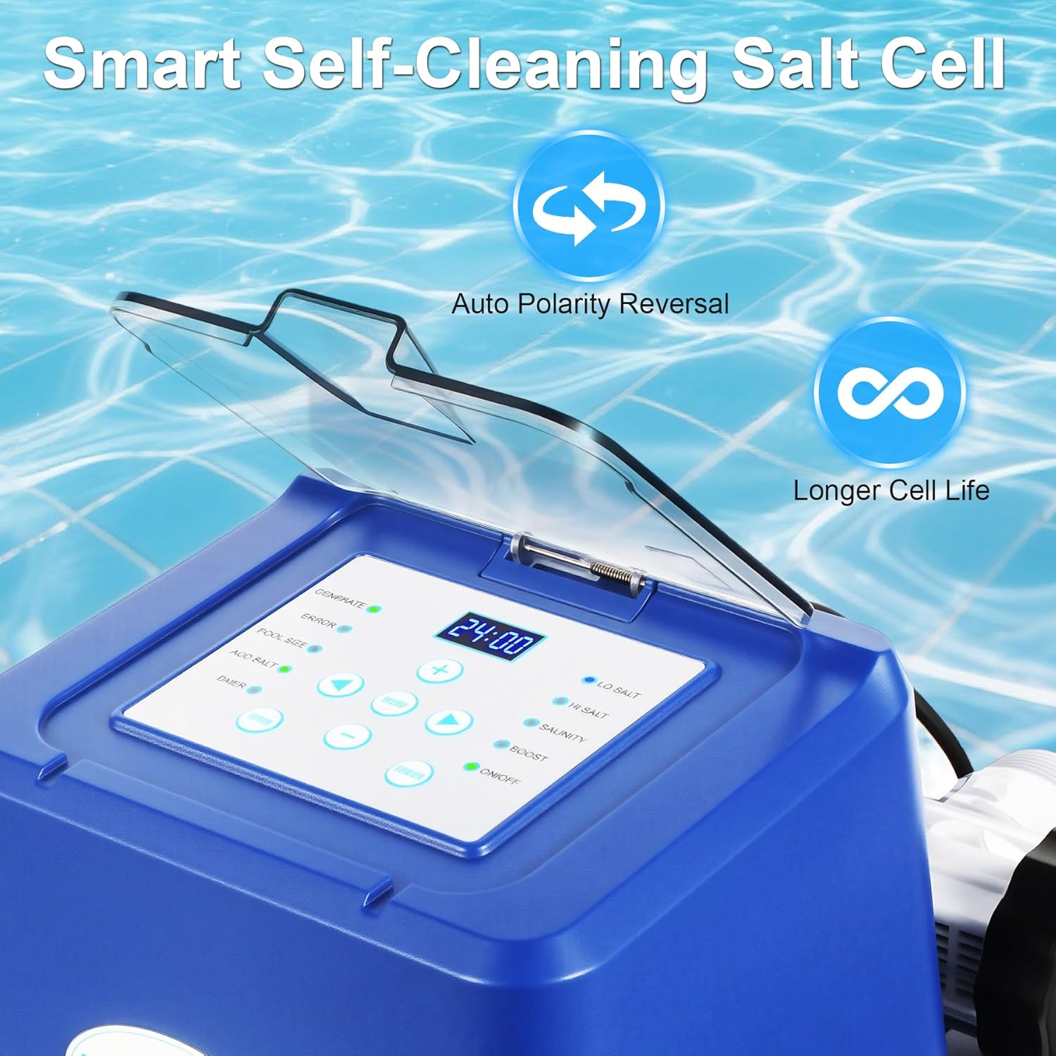 Saltwater Pool Chlorinator System for Above Ground Pool up to 20,000 Gallons,GFCI Salt Chlorine Generator with Smart Salinity Alert, 1-Year Warranty - Image 5