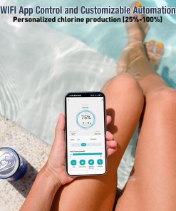 Alternative view of Smart Saltwater Pool Chlorinator System for 26,500 Gallons Above Ground Pool, Automated Salt Chlorine Generator with APP Control, Titanium Cell, One-Touch Operation & Low Maintenance