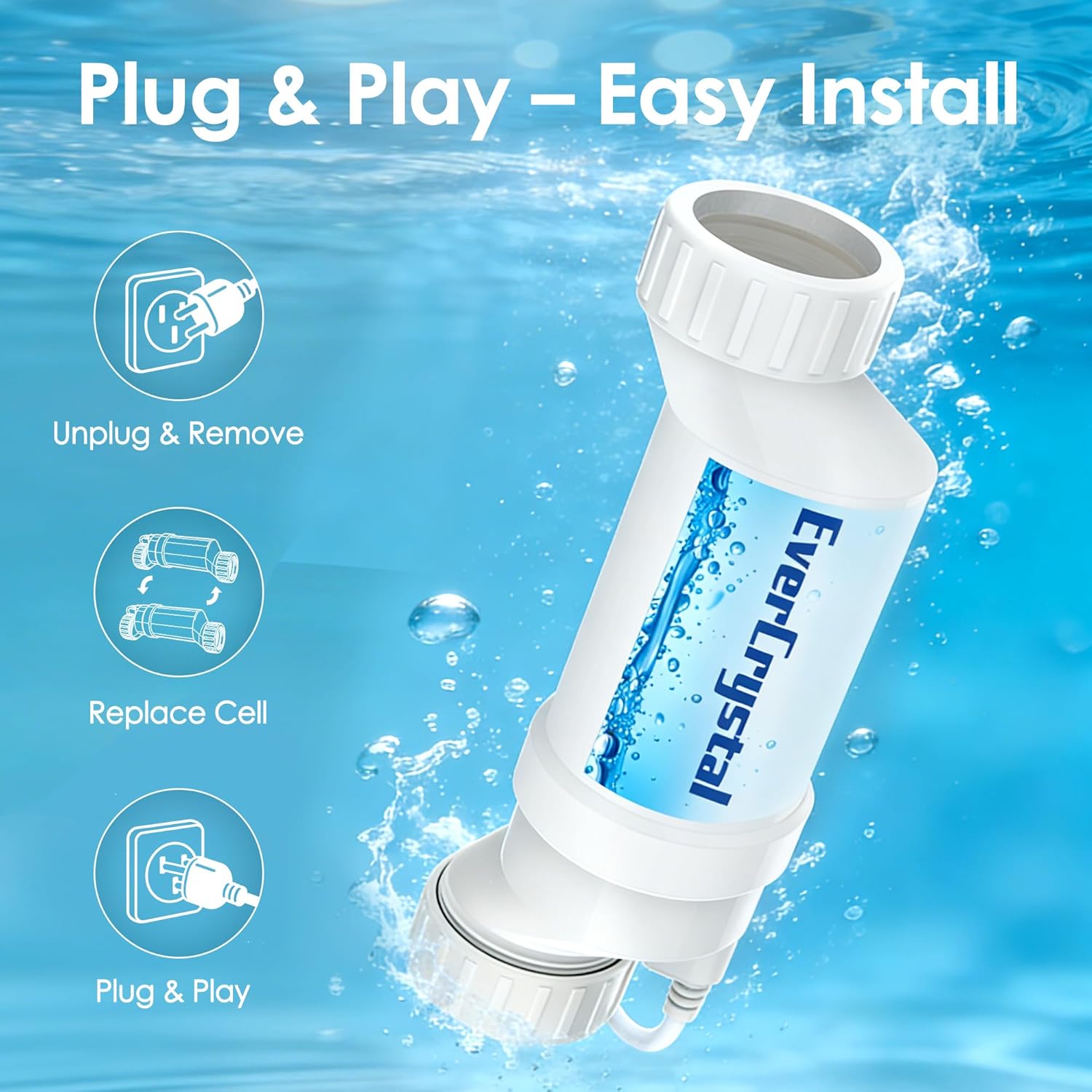Salt Cell for Pool, Fits for Hayward Salt Cell T-15, Chlorine Generator Cell for Salt Water Pool, Up to 40,000 Gallon In-Ground Swimming Pools - Image 8