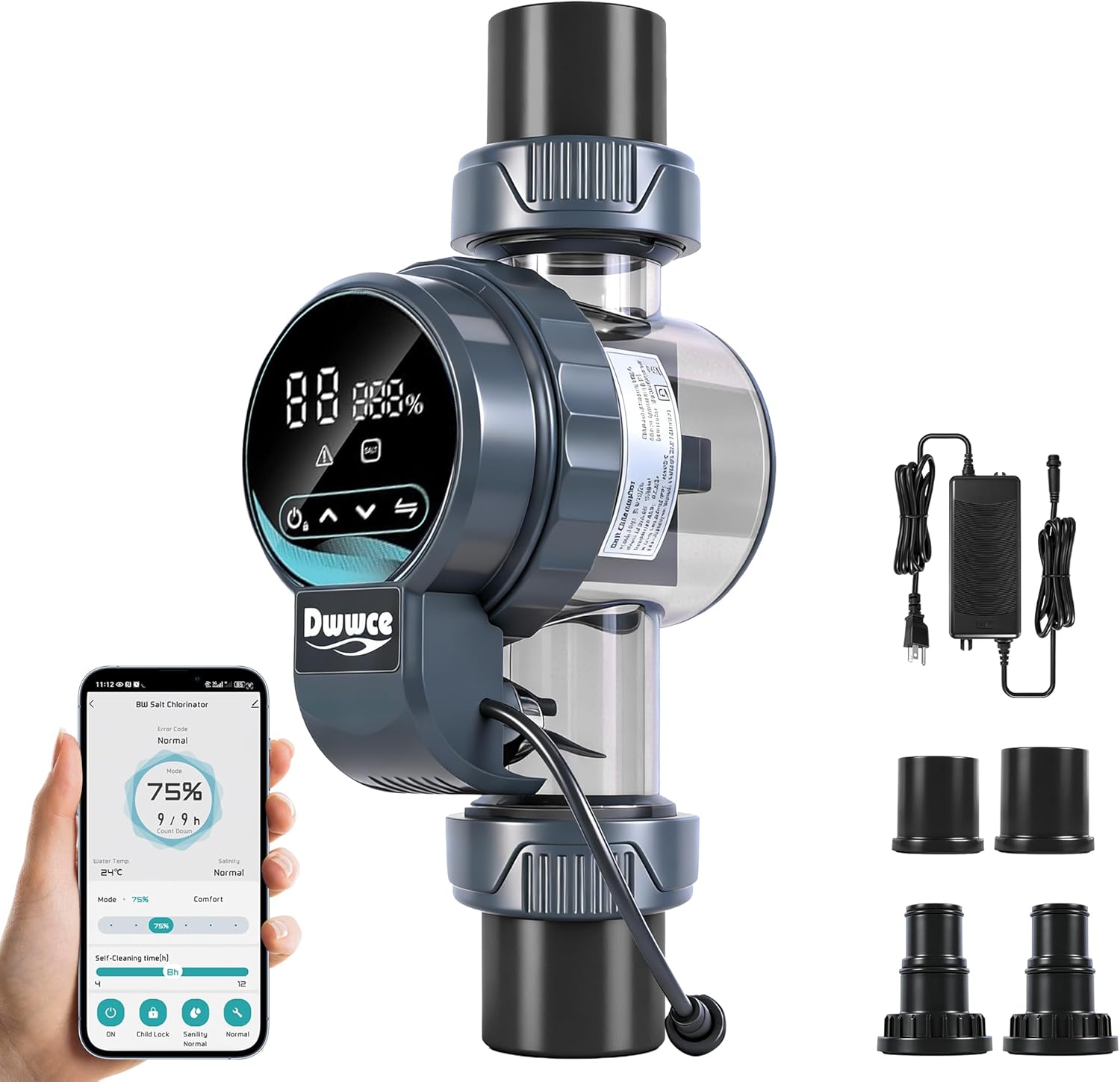 Salt Chlorine Generator Above Ground Pool 27000 Gallons, Saltwater Pool Chlorinator System with WiFi&APP Control,Salt Cell for Inground Pool, USA Titanium Cell - 1
