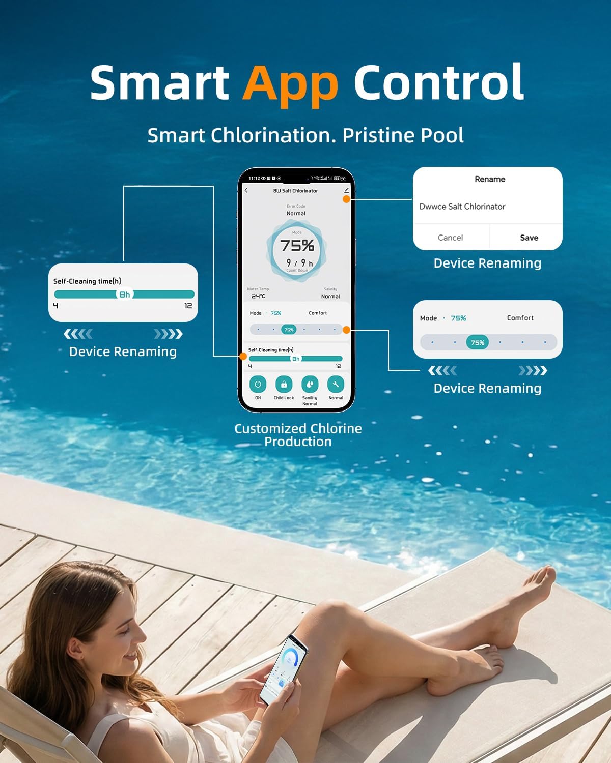 Salt Chlorine Generator Above Ground Pool 27000 Gallons, Saltwater Pool Chlorinator System with WiFi&APP Control,Salt Cell for Inground Pool, USA Titanium Cell - Image 9
