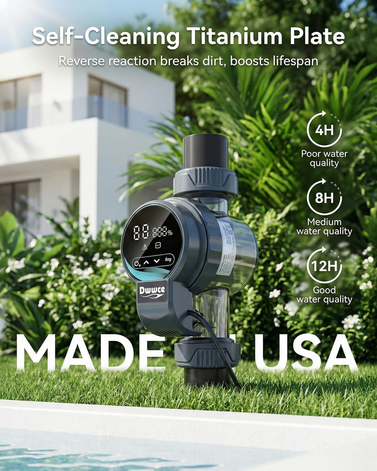 Salt Chlorine Generator Above Ground Pool 27000 Gallons, Saltwater Pool Chlorinator System with WiFi&APP Control,Salt Cell for Inground Pool, USA Titanium Cell - Image 6