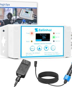 Salt Chlorine Generator for Hot Tubs & Swim Spas, Zelinhol Chlorine Generator with Titanium Salt Cell, Up to 2300 Gallons, Chemical-Free - 1
