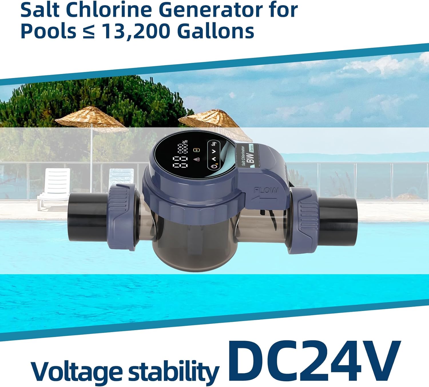 Salt Chlorine Generator for Pools up to 13,200 Gallons, Smart Saltwater Pool Chlorinator System with Titanium Plate Self-Cleaning & Wi-Fi App Con/trol, Salt Pool Chlorine Generator with Digital Panel - Image 6