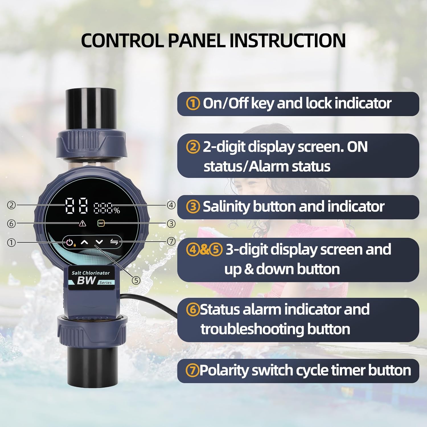 Salt Chlorine Generator for Pools up to 13,200 Gallons, Smart Saltwater Pool Chlorinator System with Titanium Plate Self-Cleaning & Wi-Fi App Con/trol, Salt Pool Chlorine Generator with Digital Panel - Image 5