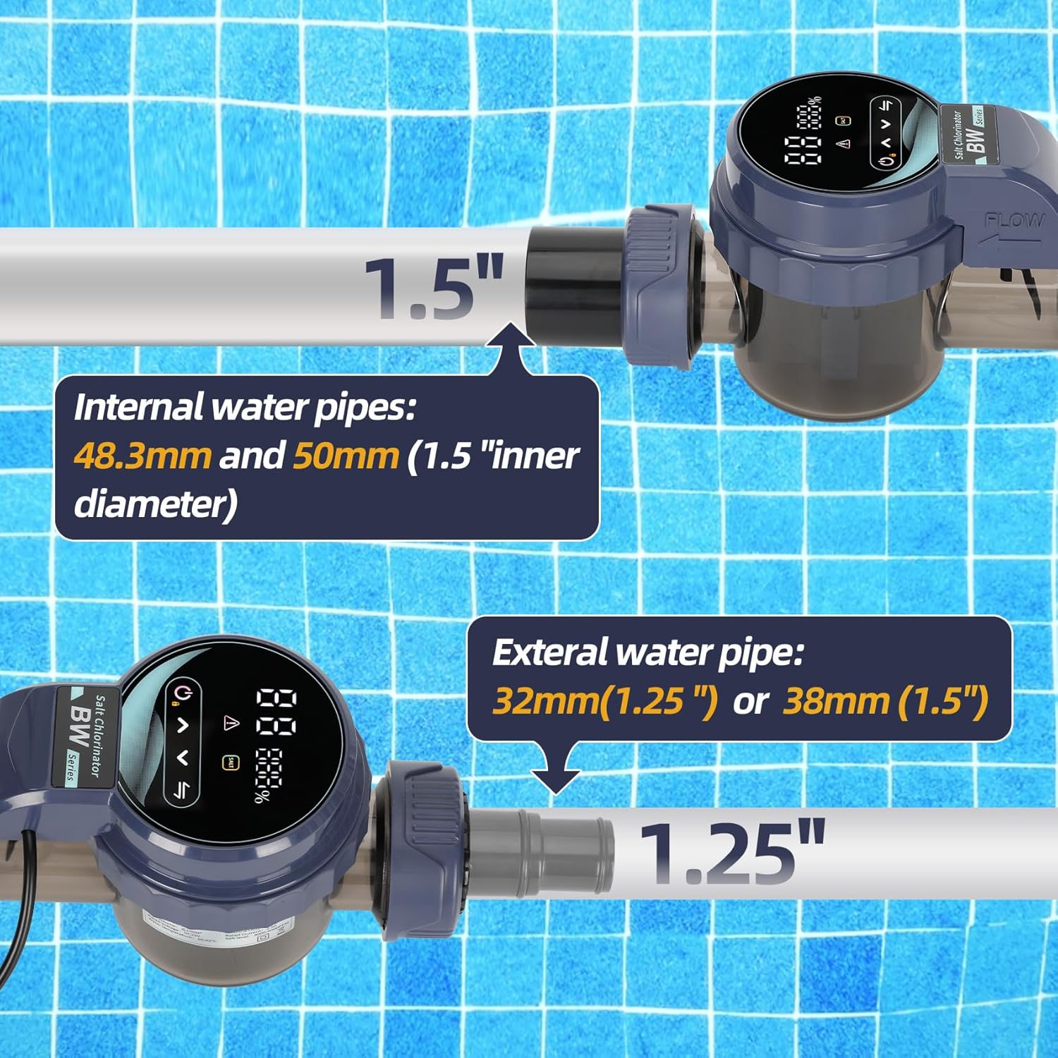 Salt Chlorine Generator for Pools up to 13,200 Gallons, Smart Saltwater Pool Chlorinator System with Titanium Plate Self-Cleaning & Wi-Fi App Con/trol, Salt Pool Chlorine Generator with Digital Panel - Image 4
