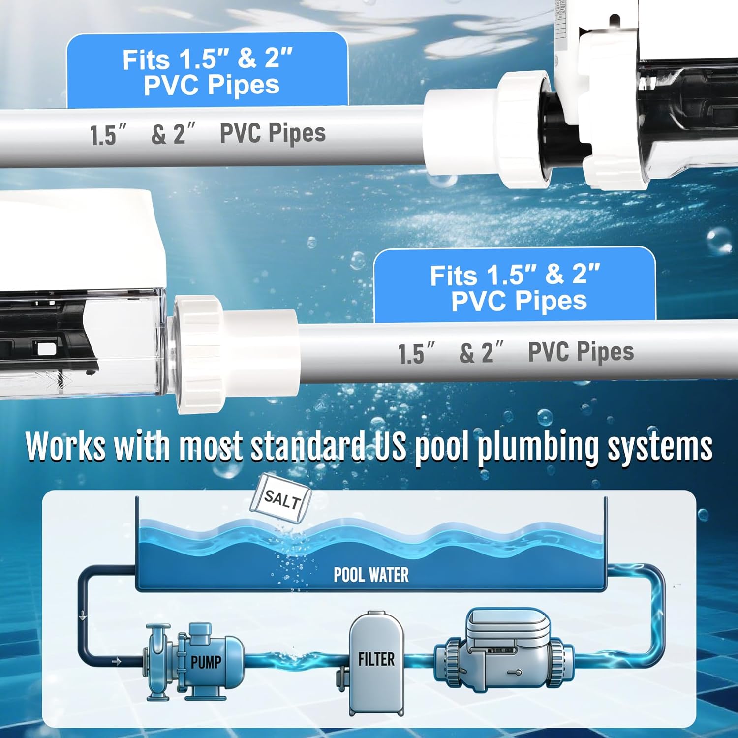 40,000 Gallons Salt Water Pool Chlorinator System with WiFi App Control, Upgraded Titanium Plates, High-Performance Salt Chlorine Generator - Image 3