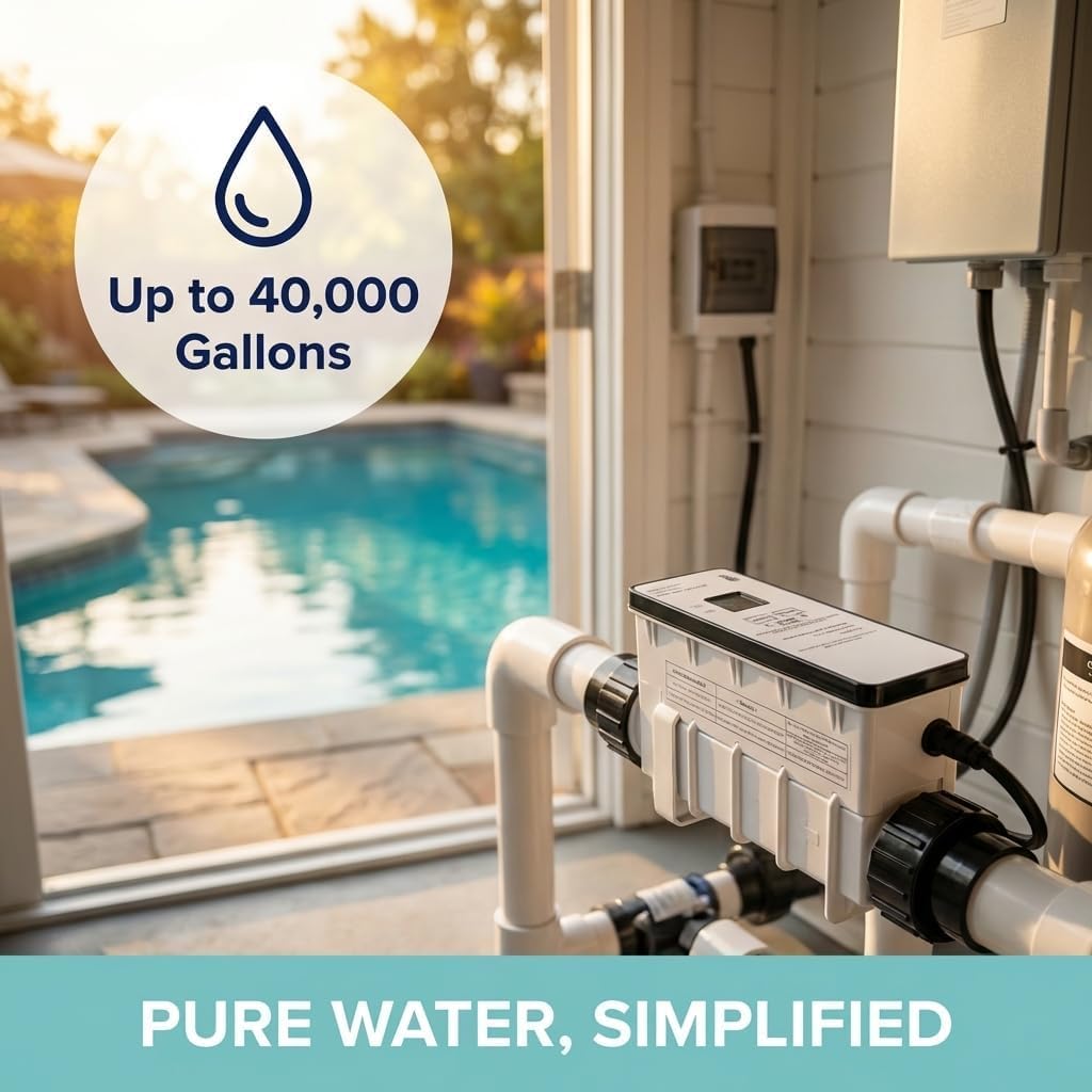 IC40 Salt Chlorine Generator Cell 40000 Gallon Replacement for In-Ground Pool Salt System Universal Fit for Most Control Panels Self-Cleaning with Cell Life Display EC-520555 - Image 5