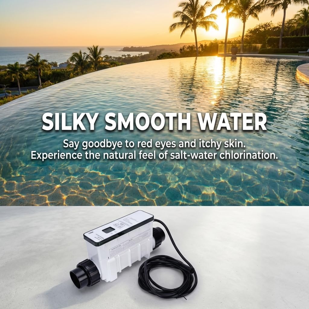 IC40 Salt Chlorine Generator Cell 40000 Gallon Replacement for In-Ground Pool Salt System Universal Fit for Most Control Panels Self-Cleaning with Cell Life Display EC-520555 - Image 2