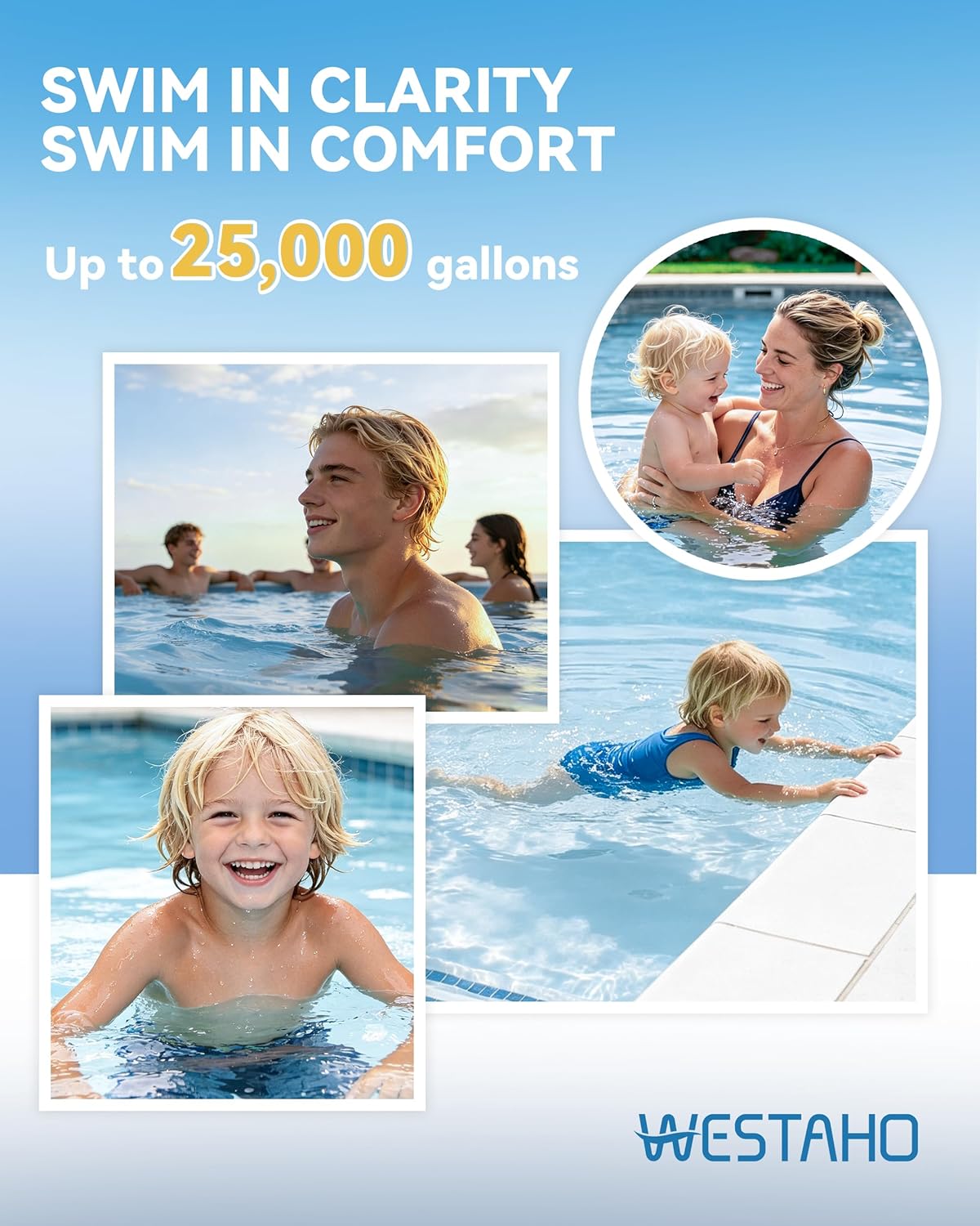Salt Chlorine Generator - Westaho Pool Salt System for Inground Pools up to 25,000 Gallons, USA Titanium Cell (10,000-Hour Lifespan) & Waterproof Control Panel, Built-in Power Supply, 12G/H - Image 2