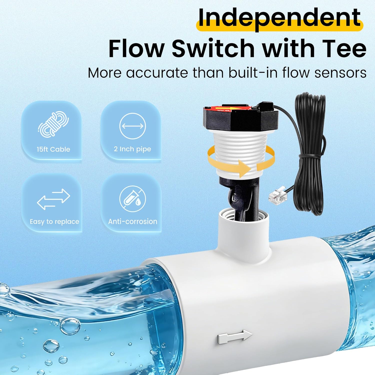 Salt Water Pool Chlorinator System - Up to 25,000 Gallons, Self-Cleaning Salt Chlorine Generator, Clear Housing, Flow & Temp Sensors, 1 Year Warranty - Image 4