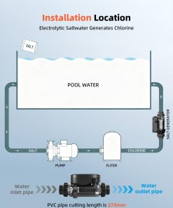 Alternative view of Smart Saltwater Pool Chlorinator System 15500Gallons, Salt Chlorine Generator Above Ground Pool with APP Control for Inground Pool Water Treatment, USA Titanium Cell