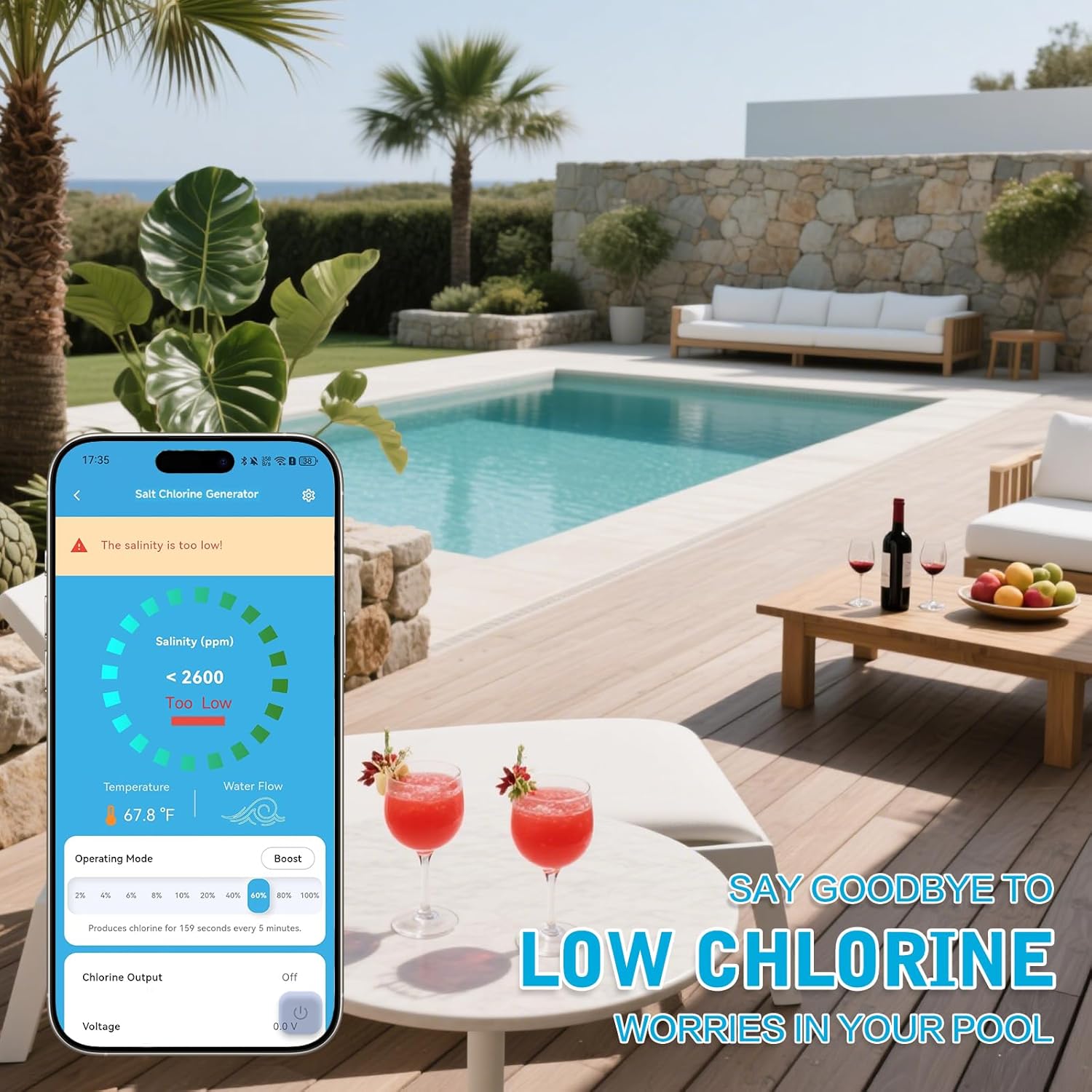 WiFi Salt Chlorine Generator - Westaho Salt Chlorination System with APP Remote Control, USA Titanium Cell, Designed for In-Ground Pools Up to 40,000 Gallons, Smart Monitoring & Real-Time Alerts - Image 3