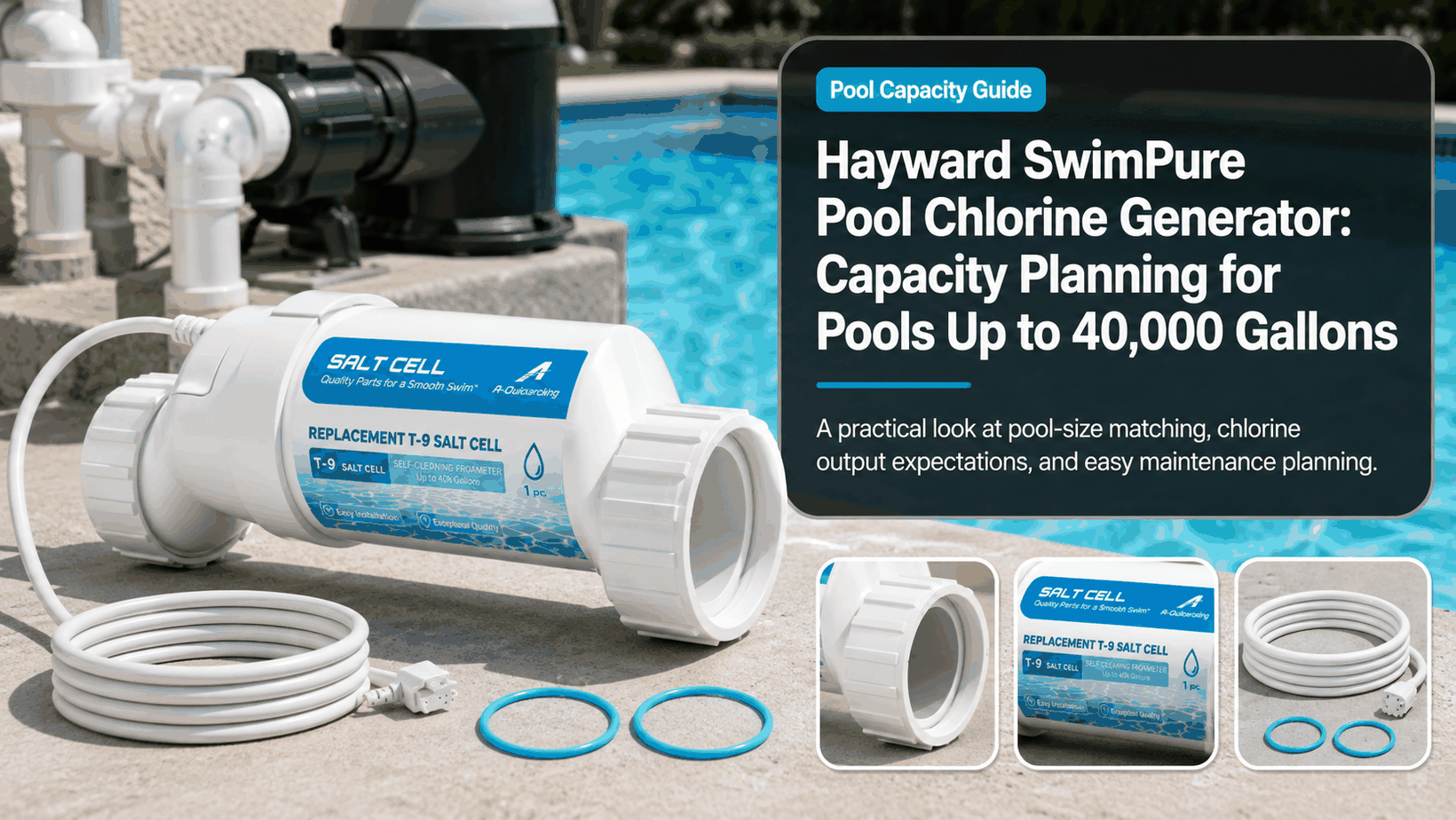Hayward SwimPure Pool Chlorine Generator capacity planning for a 40,000-gallon salt pool