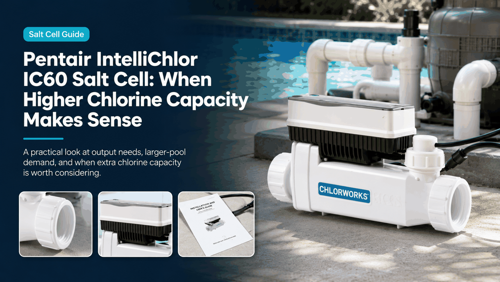 Pentair IntelliChlor IC60 Salt Cell high-capacity guide for large salt pools