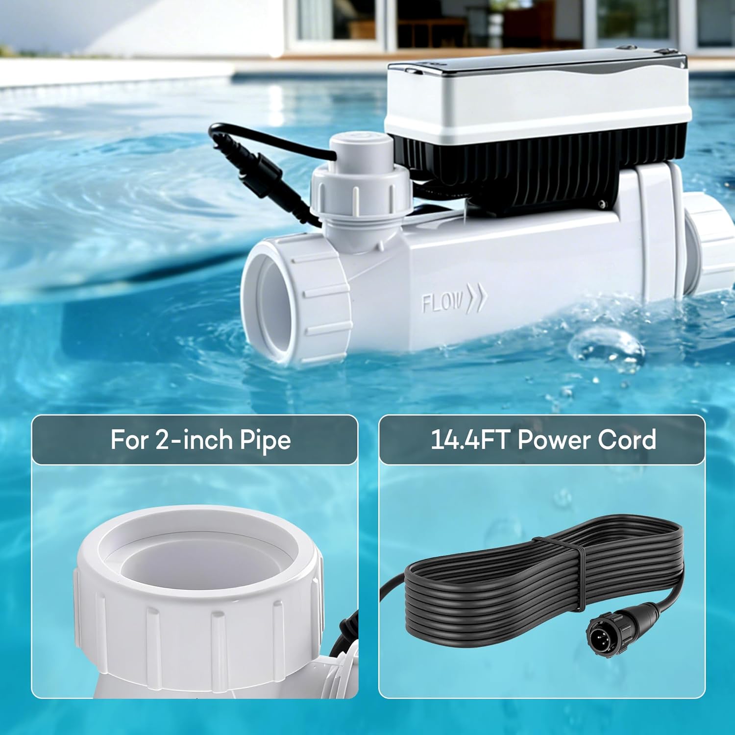 Salt Cell for Pool - Fits for Pentair Salt Cell, up to 40,000 Gal Pool | Upgraded Flow Switch with Temp/Salinity Sensor, Replacement Salt Cell Chlorine Generator, 1-Year Warranty - Image 7