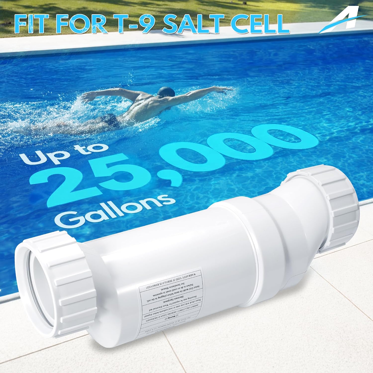 Salt Cell - up to 25,000 Gallons Swimming Pool Chlornie Generator,Chlorination Pool Salt Cell Fits for Hayward W3T-Cell-9 BL1T9H,AquaTrol & More Salt Water Pool Up to 25K Gallon - Image 3