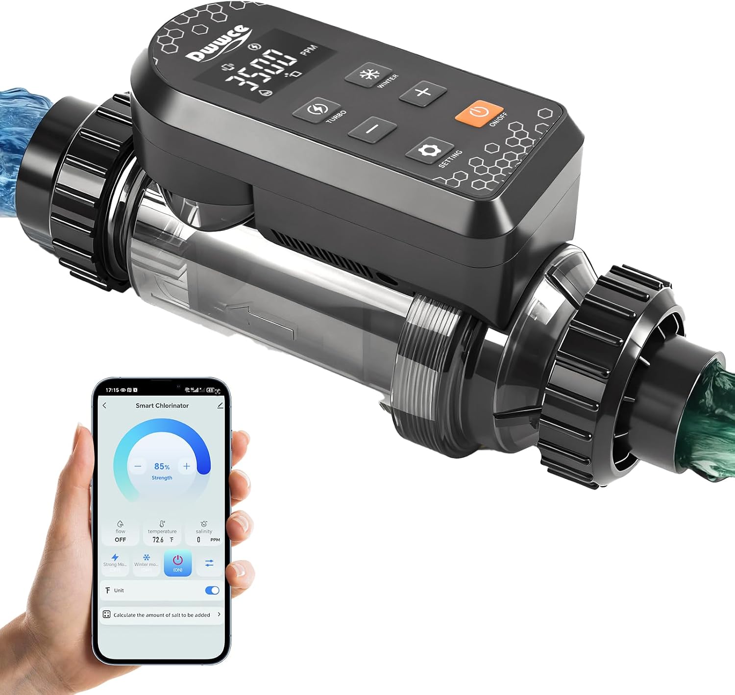 Salt Chlorine Generator Above Ground Pool 25000 Gallons, Saltwater Pool Chlorinator System with WiFi&APP Control,Salt Cell for Inground Pool, USA Titanium Cell - 1