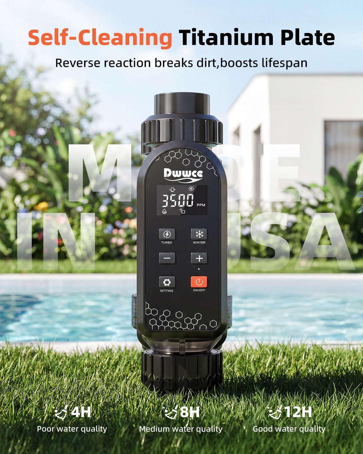 Salt Chlorine Generator Above Ground Pool 25000 Gallons, Saltwater Pool Chlorinator System with WiFi&APP Control,Salt Cell for Inground Pool, USA Titanium Cell - Image 5