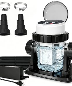 Salt Water Pool Chlorinator System for Above Ground Pools 10,000 Gallons - Built-in Salinity Sensor, Smart All-in-One Design, Plug-in Salt Chlorine Generator, Easy to Set-Up, Clear Housing - 1
