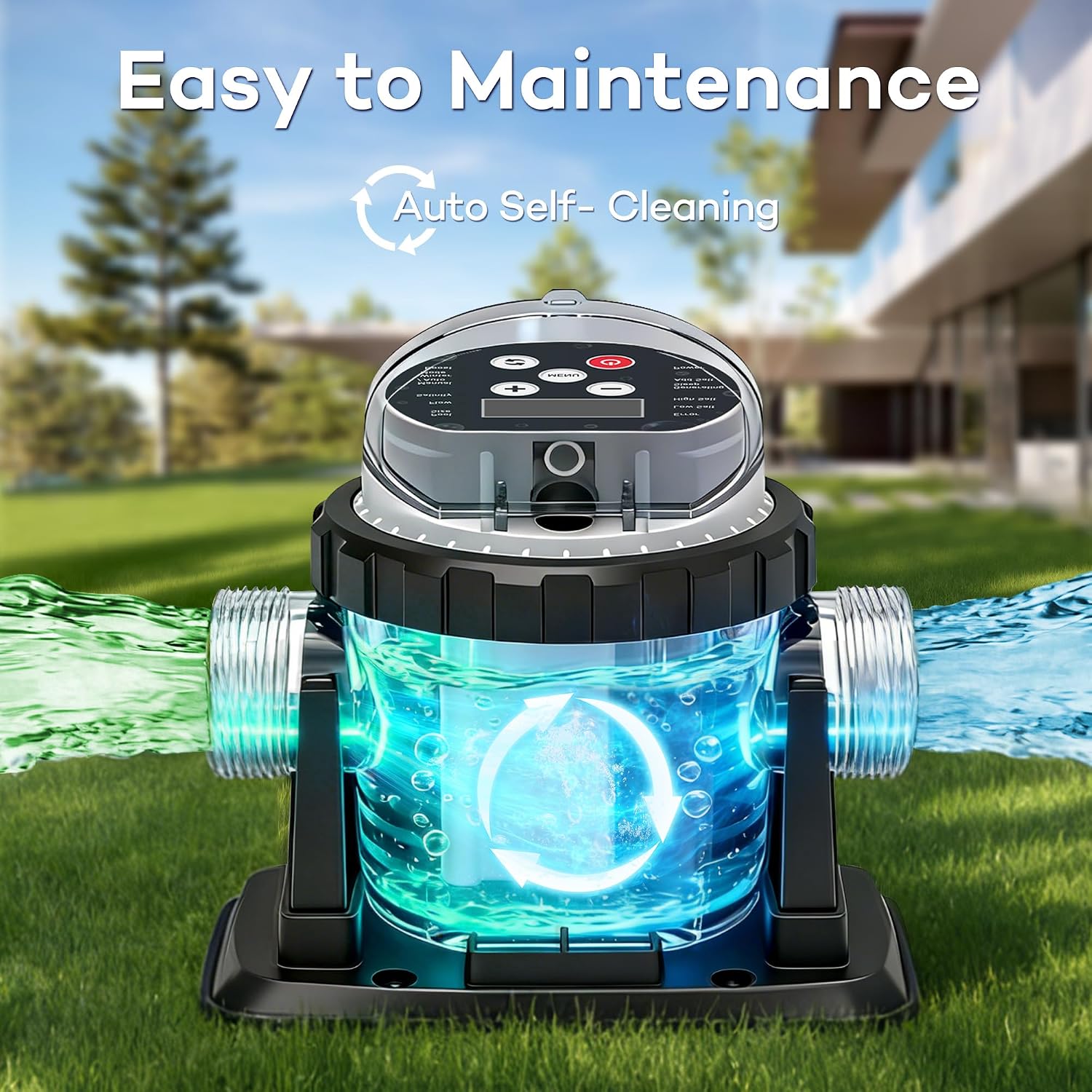 Salt Water Pool Chlorinator System for Above Ground Pools 10,000 Gallons | Built-in Salinity Sensor, Smart All-in-One Design, Plug-in Salt Chlorine Generator, Easy to Set-Up, Clear Housing - Image 4