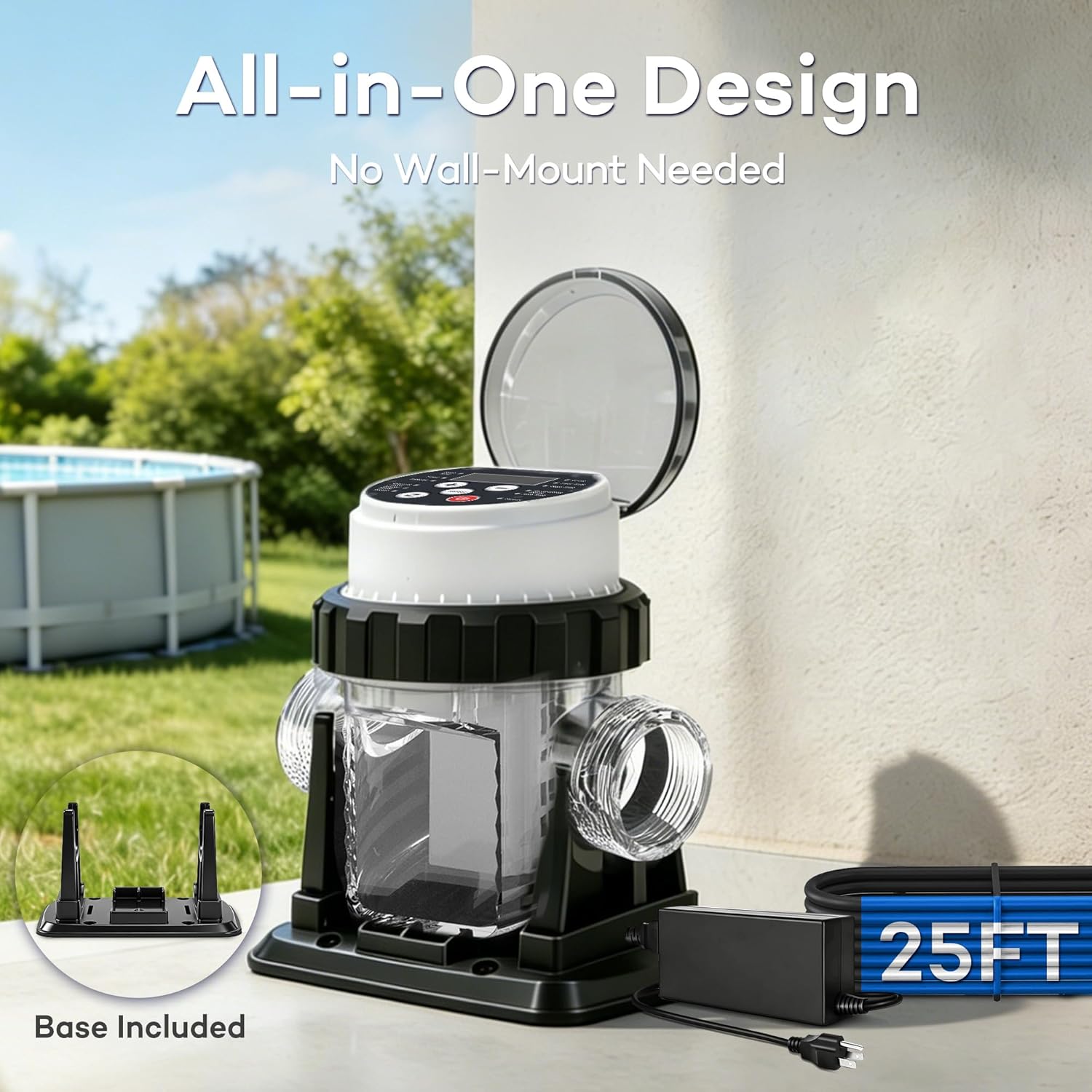 Salt Water Pool Chlorinator System for Above Ground Pools 10,000 Gallons | Built-in Salinity Sensor, Smart All-in-One Design, Plug-in Salt Chlorine Generator, Easy to Set-Up, Clear Housing - Image 5