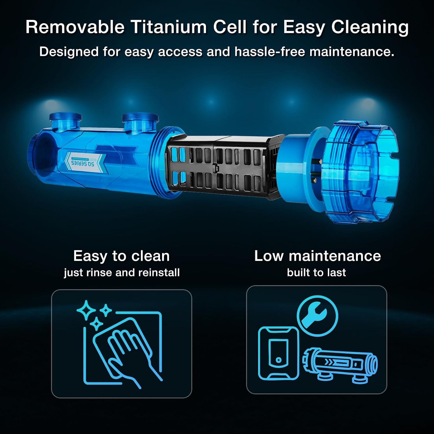 Saltwater Pool Chlorinator System with Built-in Timer & Removable Titanium Cell, 2 Year Limited Warranty, Heavy Duty Salt Chlorine Generator for In-Ground Pools up to 37,000 Gallons - Image 5