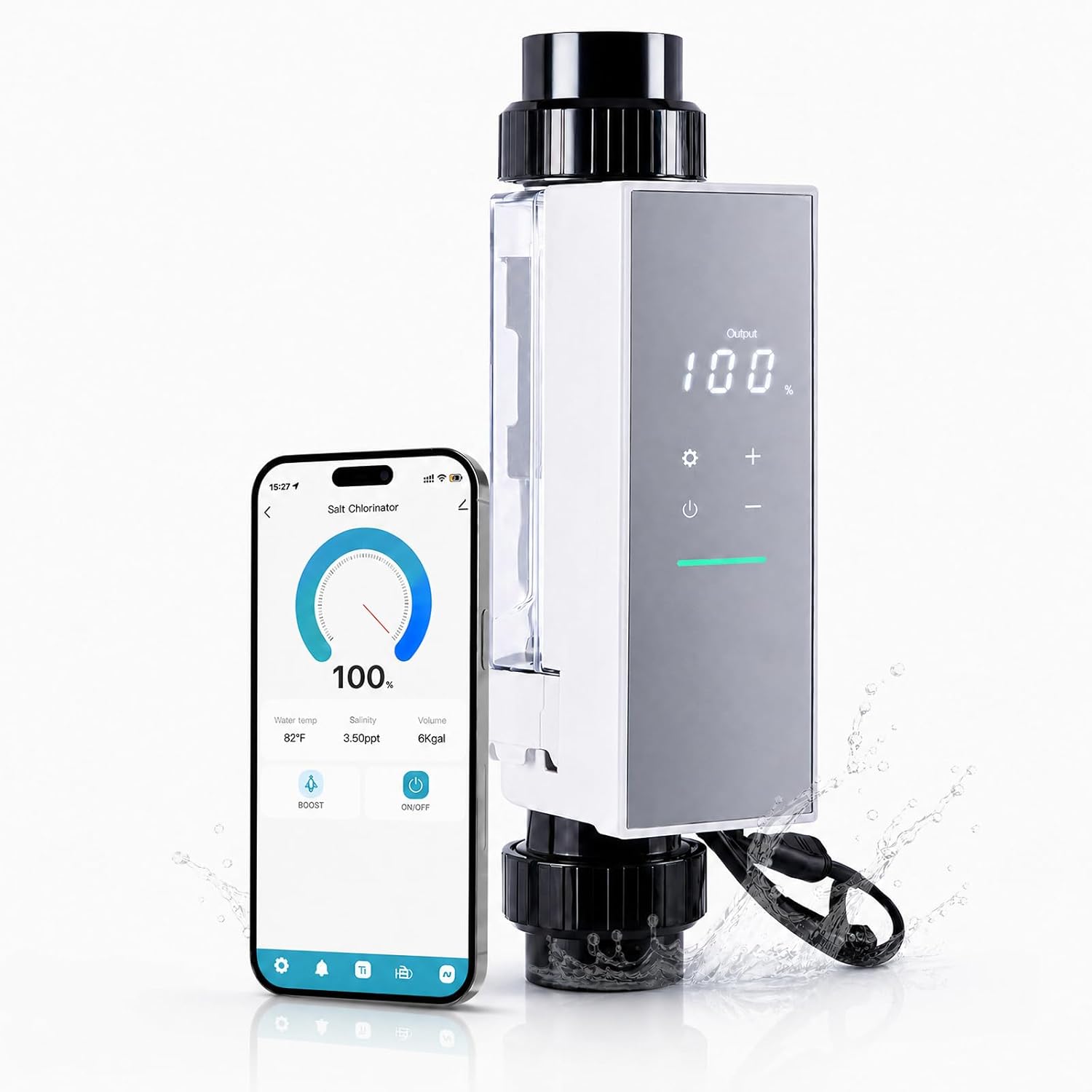 Smart Salt Chlorine Generator with WiFi App Control, Self-Cleaning Titanium Cell, Auto Salt Level Detection, Saltwater Pool Chlorinator System for Pools up to 30,000 Gallons - 1