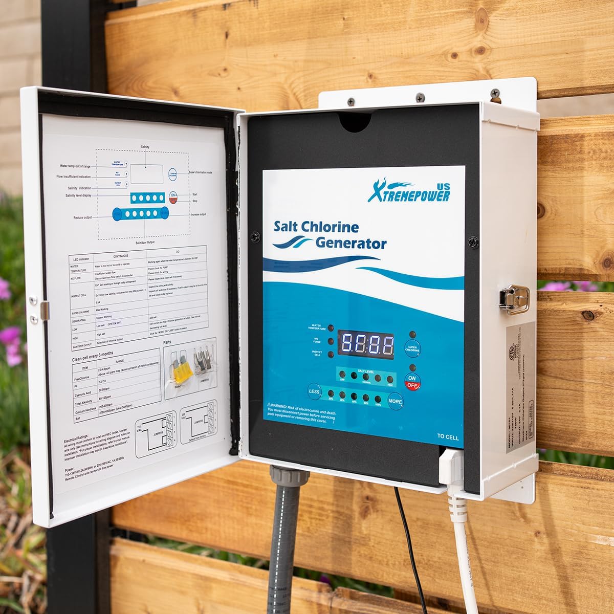 XtremepowerUS 15K Salt Chlorination System for In-Ground Pools Up to 15,000 Gallons Pool Flow Switch Cell Fitting Complete System, Cleaning Stand - Image 3
