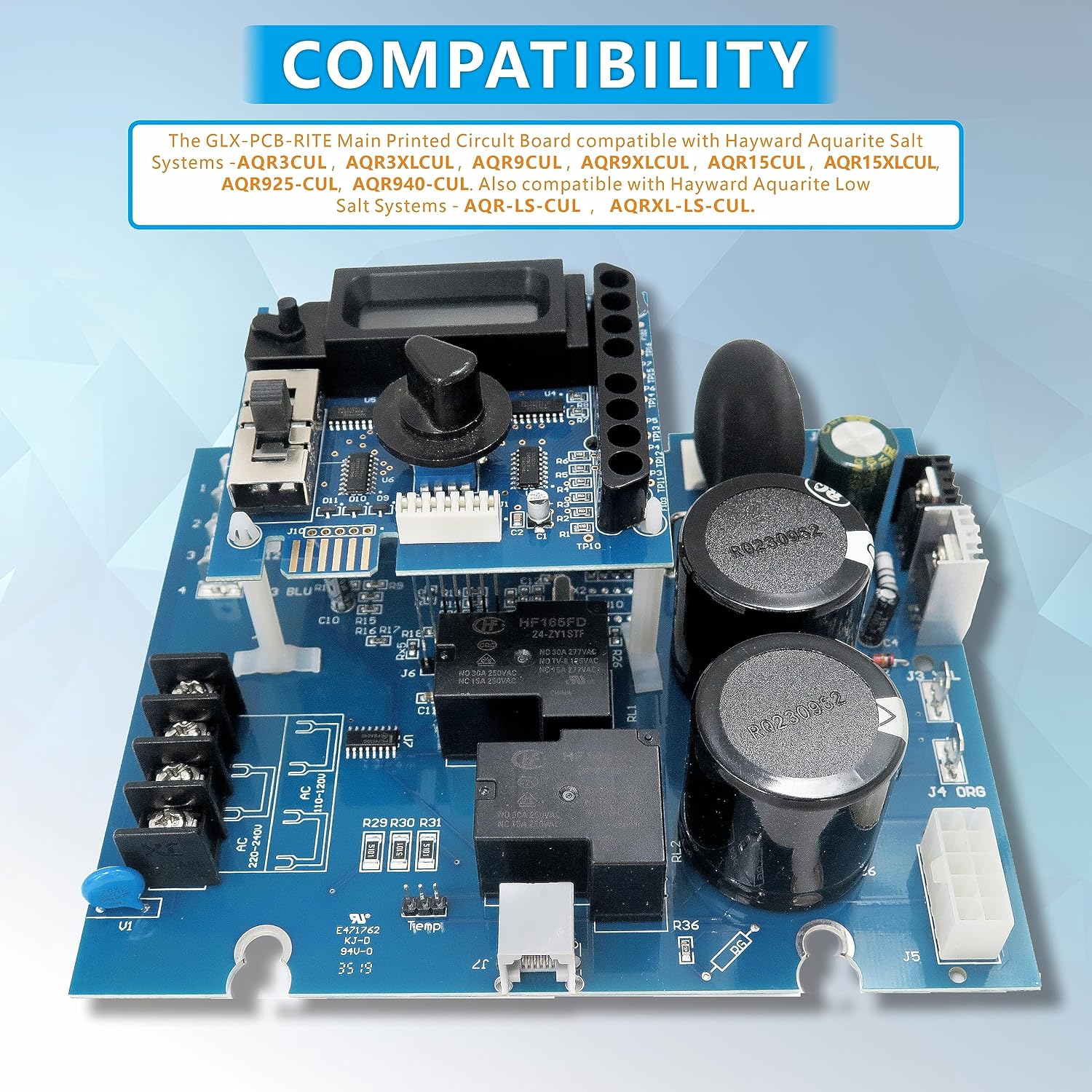 GLX-PCB-RITE Main Circuit Board & GLX-PCB-DSP Display Board for Hayward - Image 8