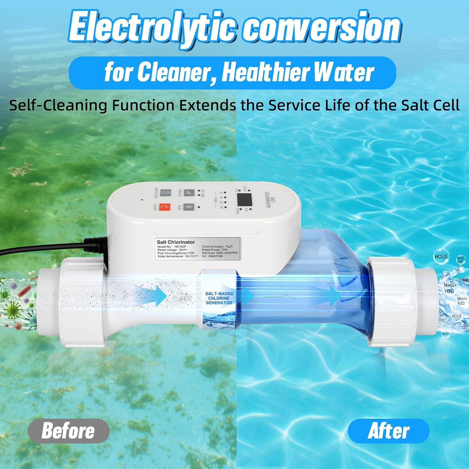 LT25 EC-523747 Salt Chlorine Generator Replace for Pentair, 25000 Gallons - Image 6
