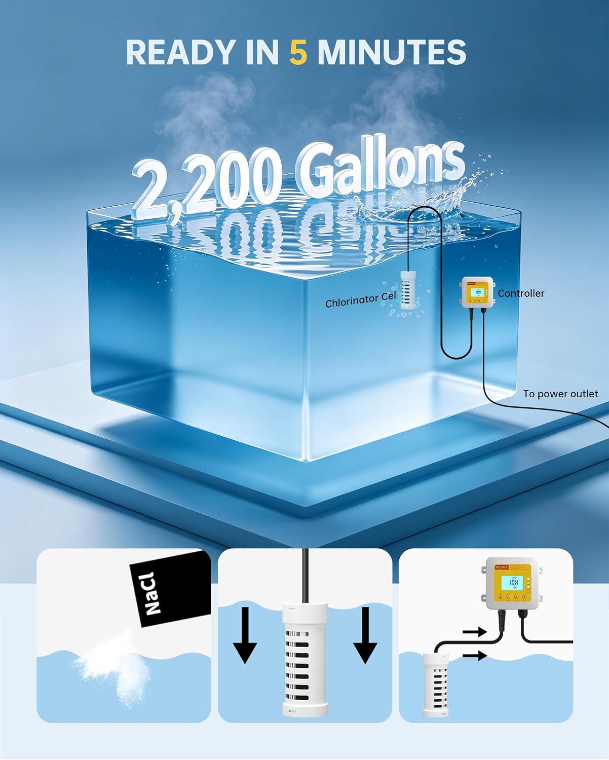 Salt Chlorine Generator, Westaho Hot Tub Salt Water Conversion Kit with USA Titanium Salt Cell, Designed for Hot Tubs & Swim Spas Up to 2200 Gallons, Chemical-Free - Image 4