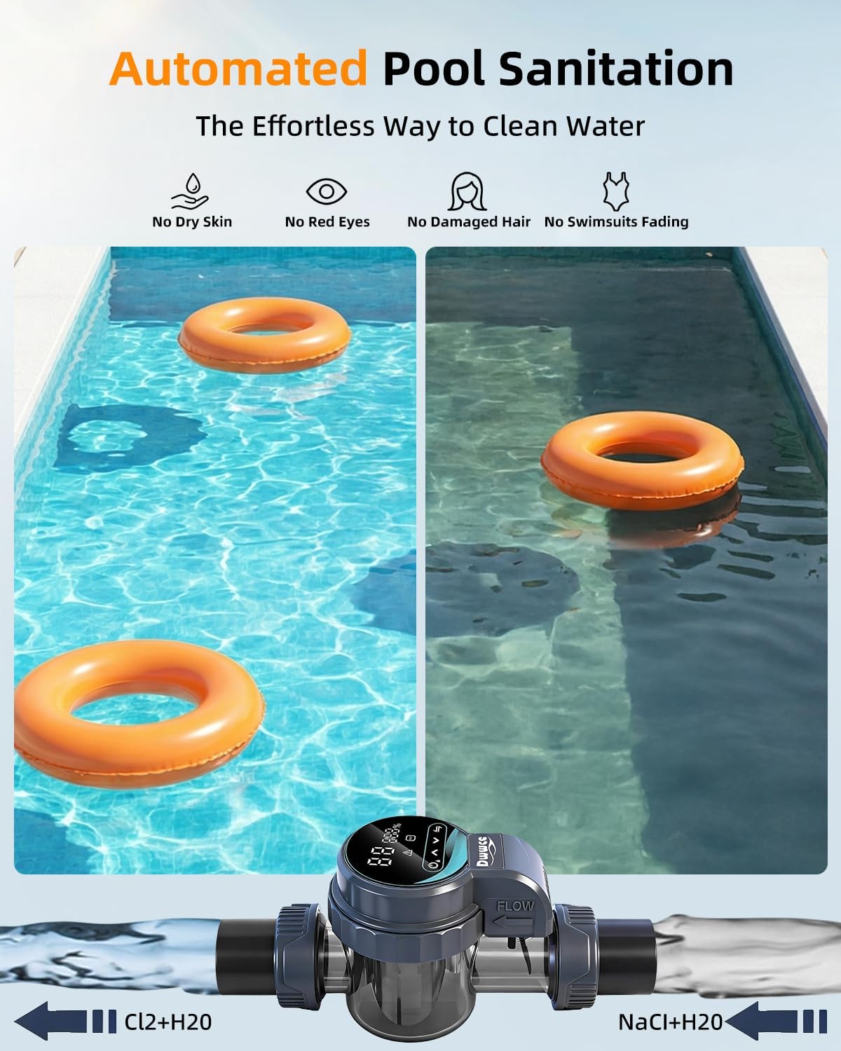 Salt Chlorine Generator for Above Ground 22000 Gallons Pool with APP Control, Smart Saltwater Pool Chlorinator System for Inground Pool,Salt Cell with USA Titanium Cell - Image 9