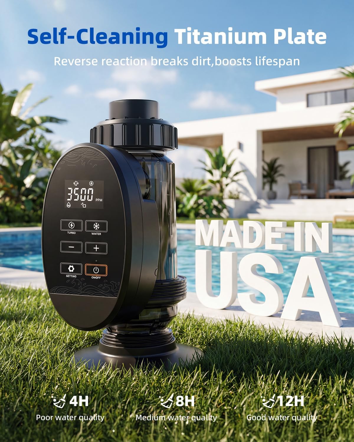 Salt Water Pool Chlorinator System for 30500 Gallon Above Ground Pool, Salt Chlorine Generator with APP Control for Inground Pool Water Treatment, USA Titanium Cell - Image 6