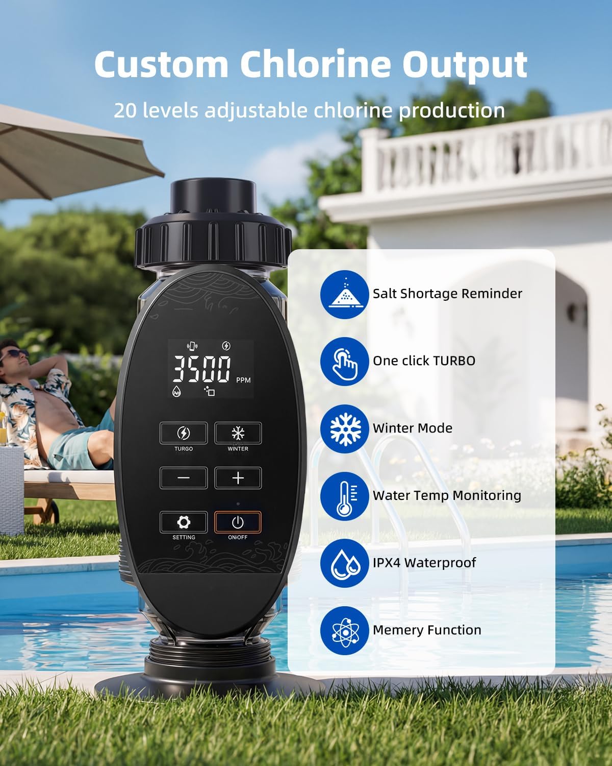 Salt Water Pool Chlorinator System for 30500 Gallon Above Ground Pool, Salt Chlorine Generator with APP Control for Inground Pool Water Treatment, USA Titanium Cell - Image 4