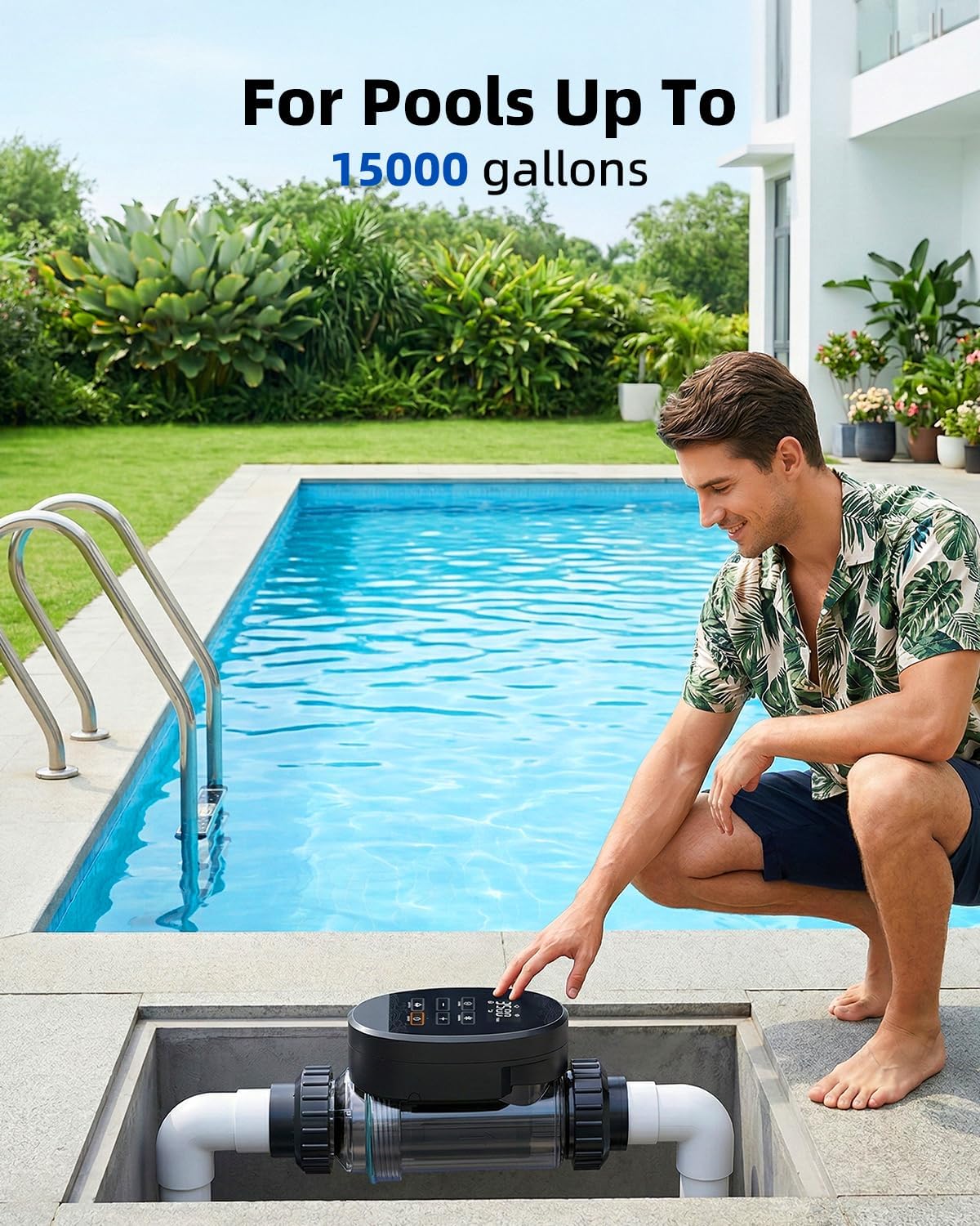 Salt Water Pool Chlorinator System for 30500 Gallon Above Ground Pool, Salt Chlorine Generator with APP Control for Inground Pool Water Treatment, USA Titanium Cell - Image 3